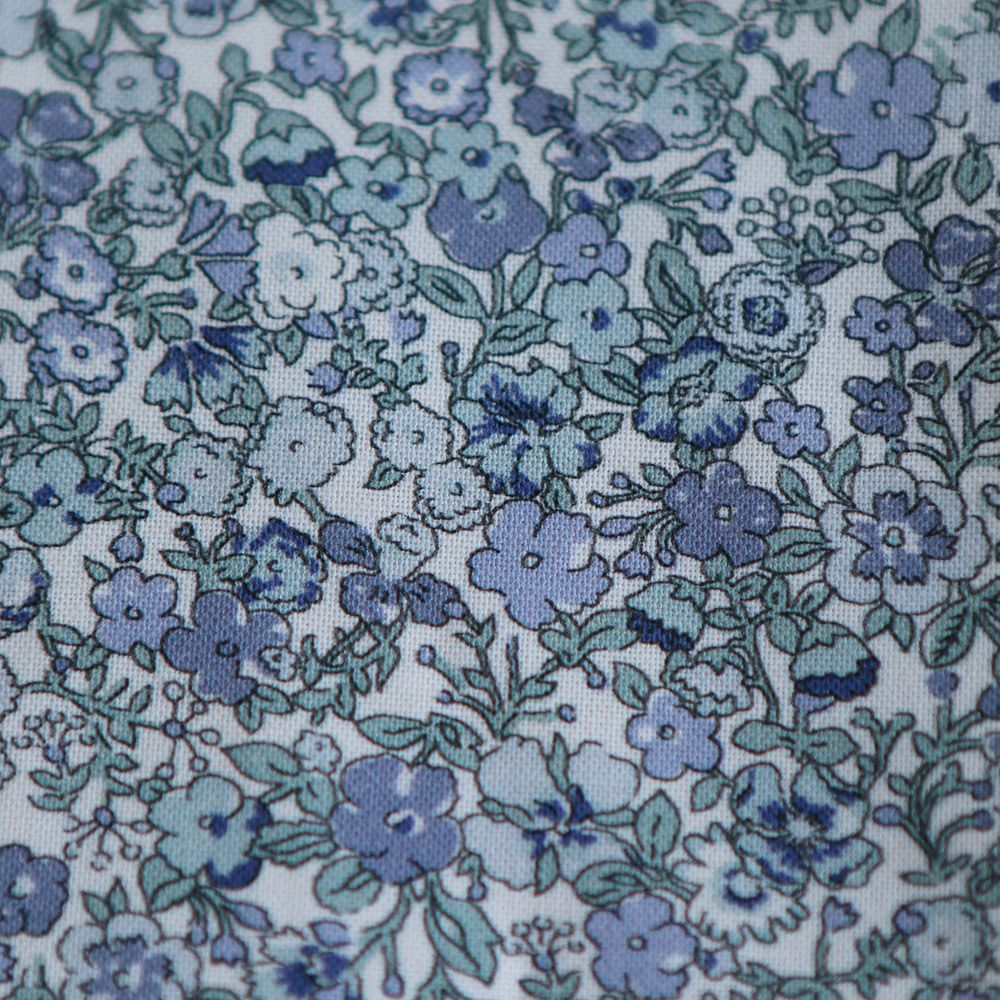 Opheline - Popeline douce coton organique fleuri bleu Opheline - Popeline douce coton organique fleuri bleu