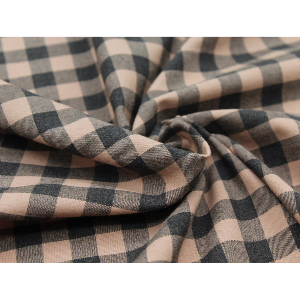 Coton vichy chiné vieux rose carreaux 10mm Coton vichy chiné vieux rose carreaux 10mm