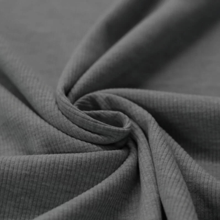 Jersey coton côtes fines coloris anthracite chiné Jersey coton côtes fines coloris anthracite chiné