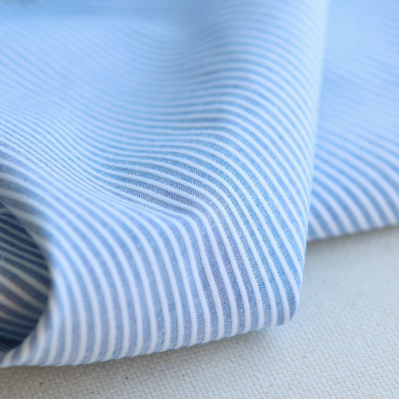 copy of Coton bio gaufré à rayures beige / blanc