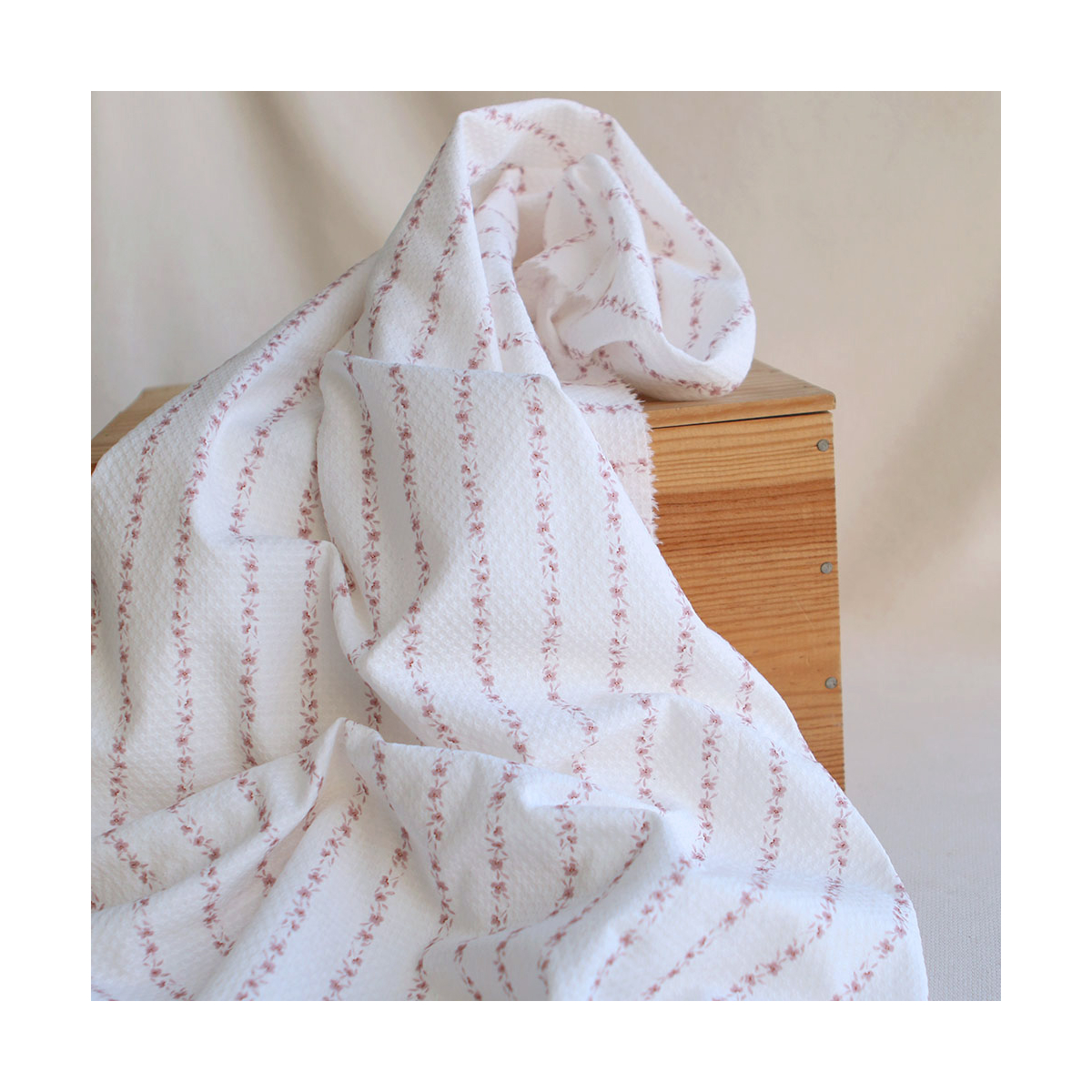 Coupon de 172 cm Alicia - Tissu coton texturé imprimé bois de rose