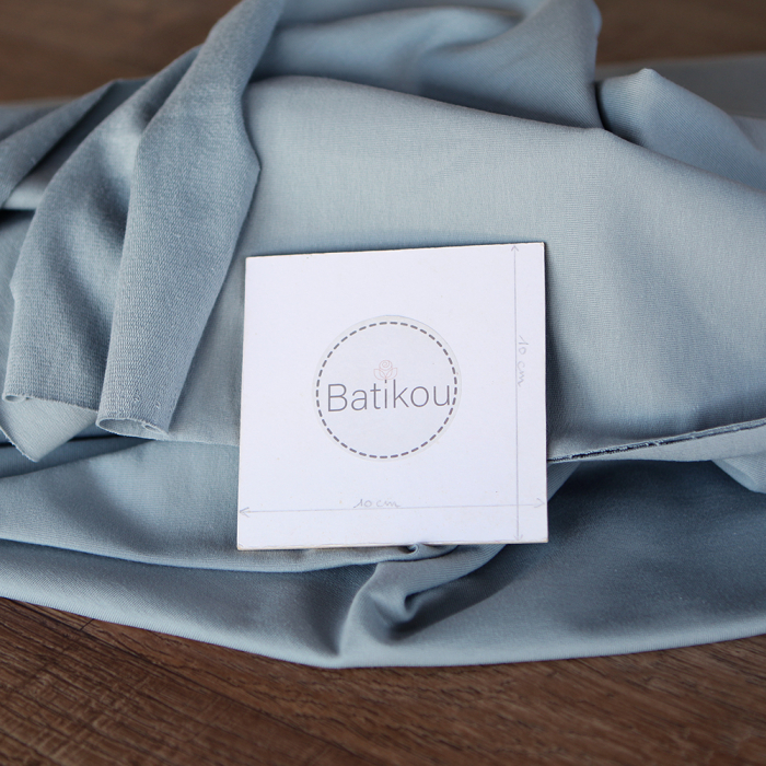 Tissu french terry sweat molleton mélange coton coloris bleu orage