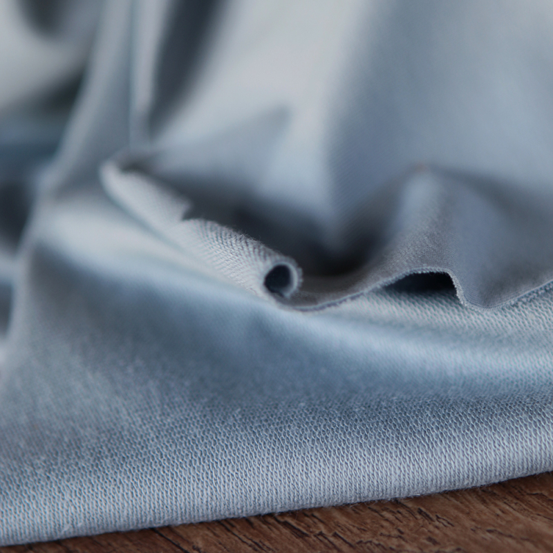 French terry bouclettes coton / sweat coloris bleu orage