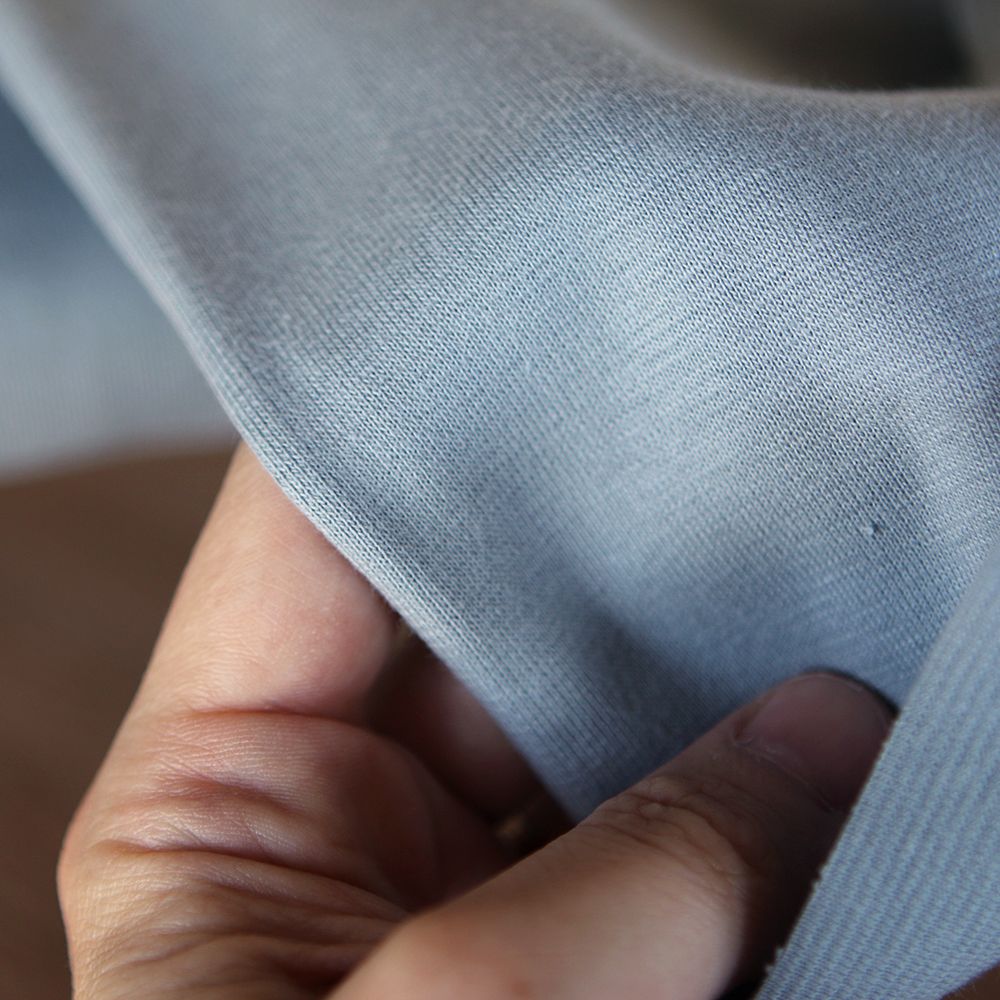 Bord côte tubulaire coton coloris bleu orage