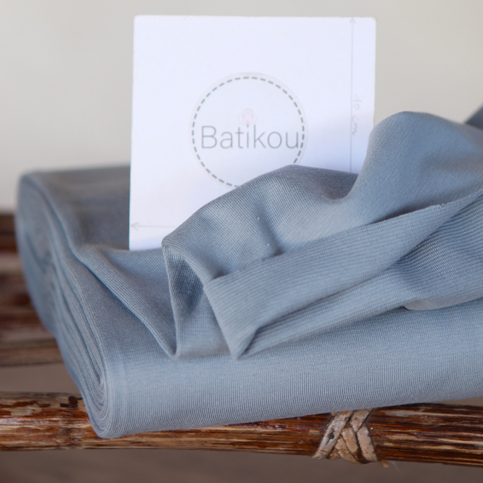 Bord côte tubulaire coton coloris bleu orage