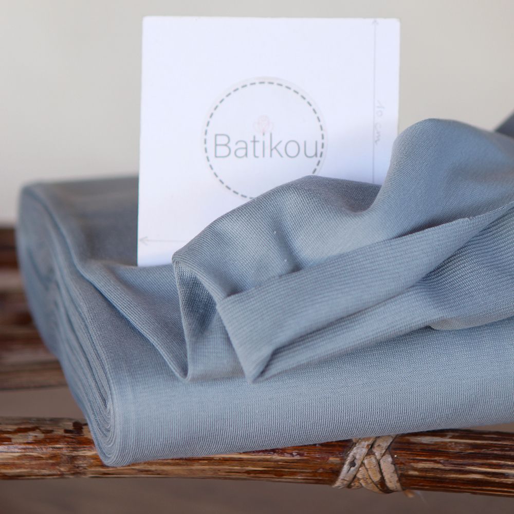 Bord côte tubulaire coton coloris bleu orage