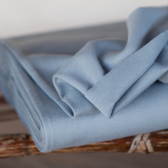 Bord côte tubulaire coton coloris bleu orage