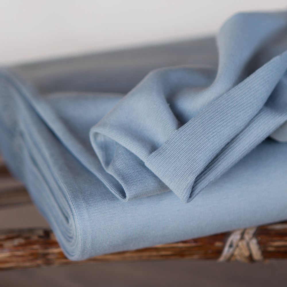 Bord côte tubulaire coton coloris bleu orage