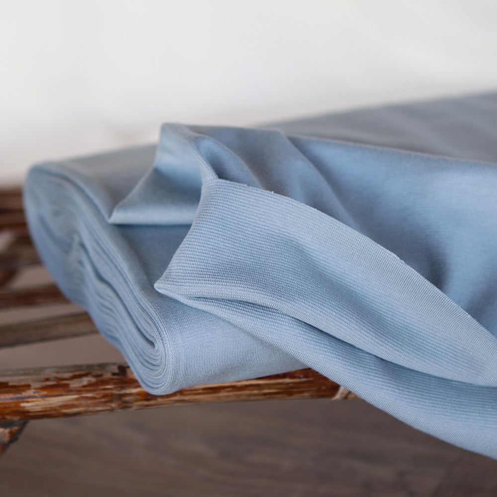 Bord côte tubulaire coton coloris bleu orage