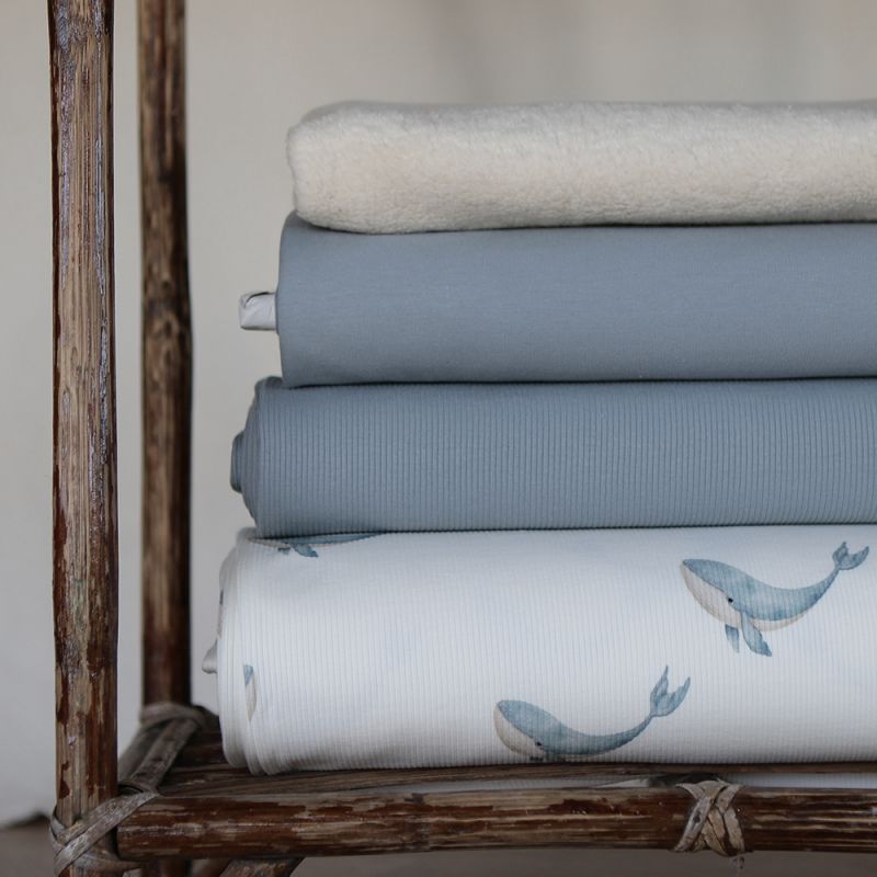 Bord côte tubulaire coton coloris bleu orage