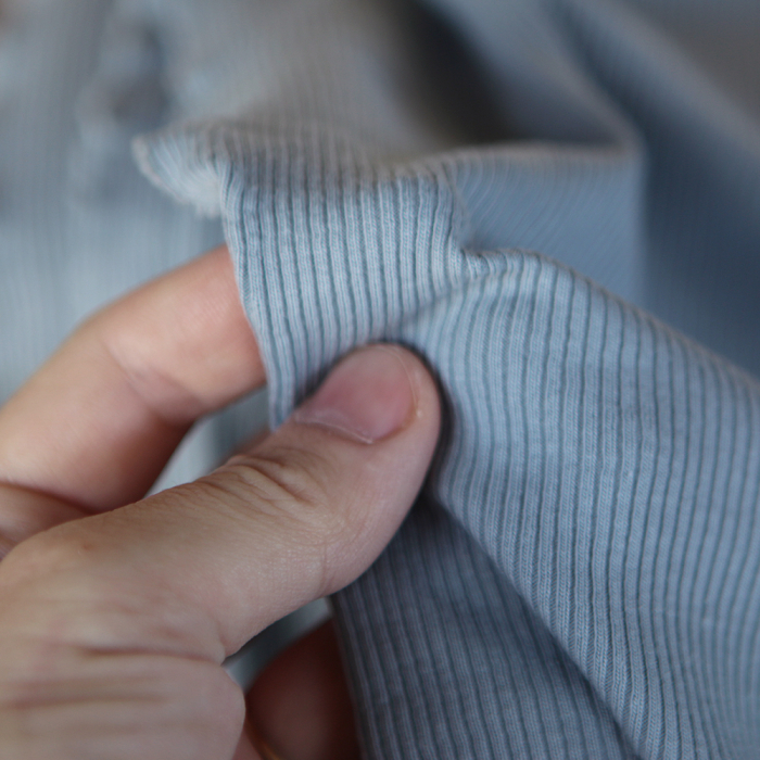 Jersey coton côtes fines coloris bleu orage