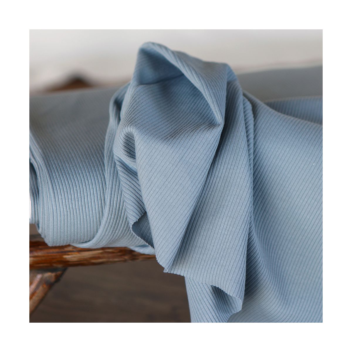 Jersey coton côtes fines coloris bleu orage Jersey coton côtes fines coloris bleu orage