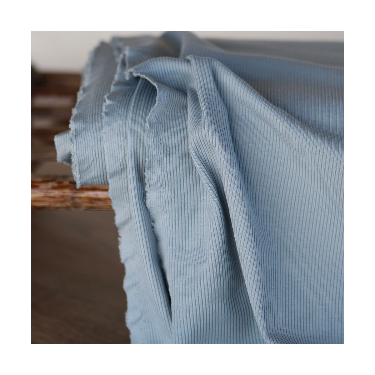 Jersey coton côtes fines coloris bleu orage Jersey coton côtes fines coloris bleu orage