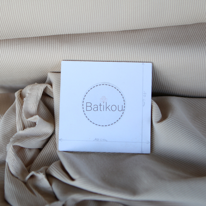 Jersey coton côtes fines coloris beige latte