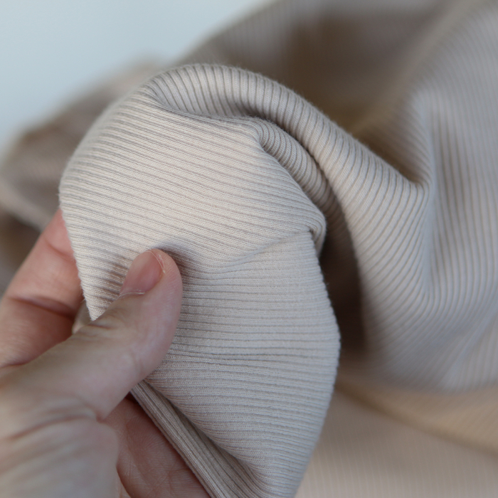 Jersey coton côtes fines coloris beige latte
