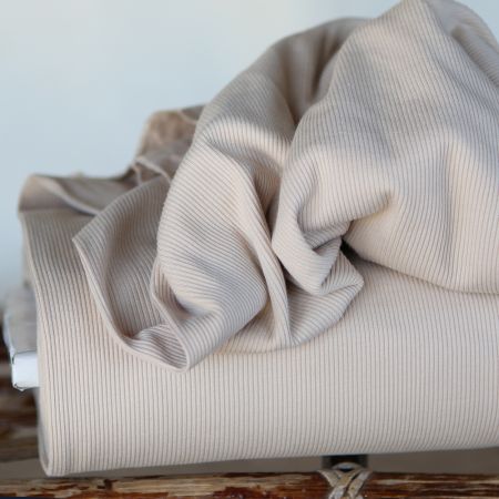Jersey coton côtes fines coloris beige latte Jersey coton côtes fines coloris beige latte