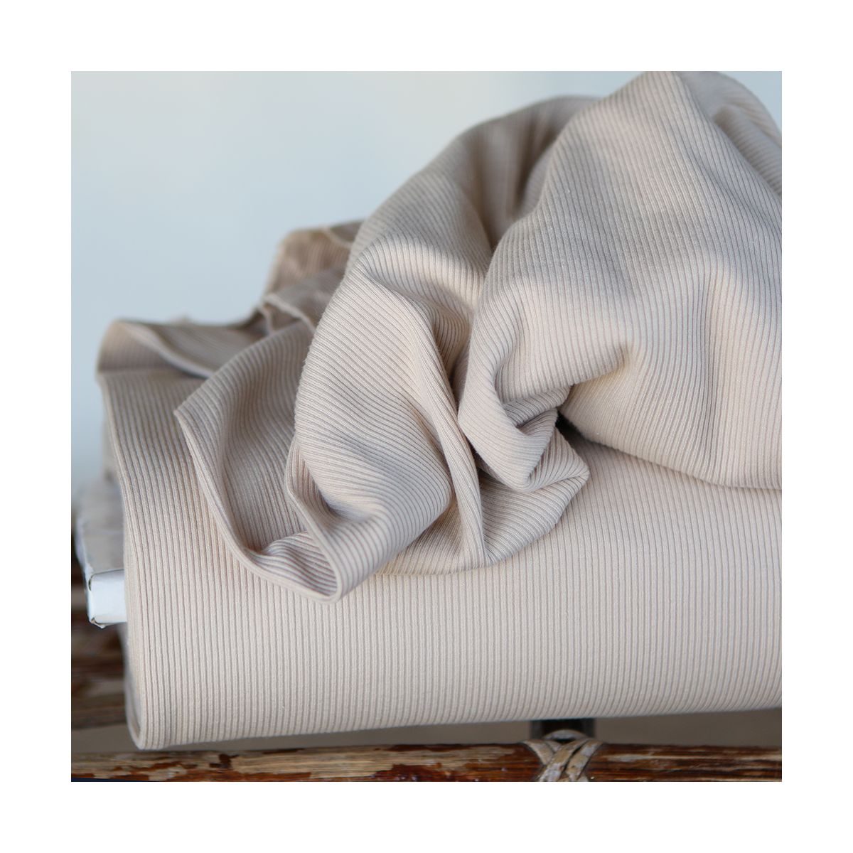 Jersey coton côtes fines coloris beige latte Jersey coton côtes fines coloris beige latte