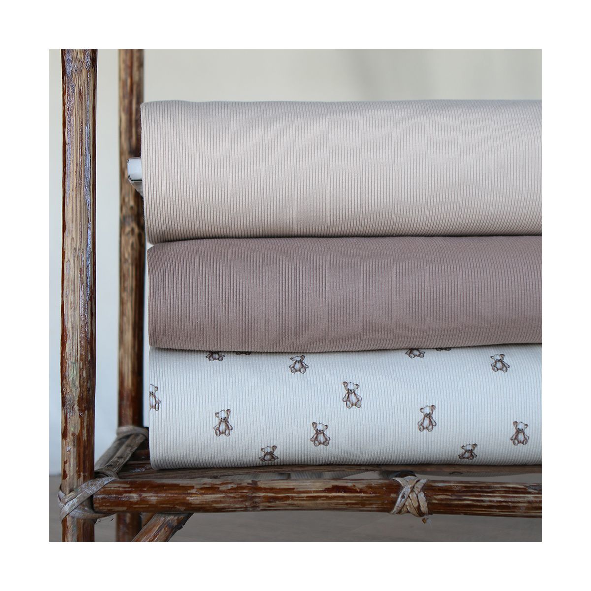 Jersey coton côtes fines coloris beige latte Jersey coton côtes fines coloris beige latte
