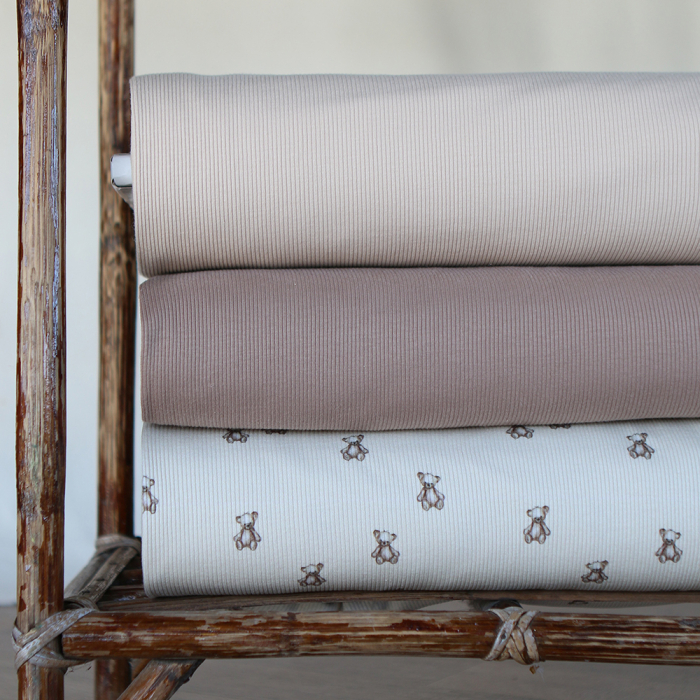 Jersey coton côtes fines coloris beige latte