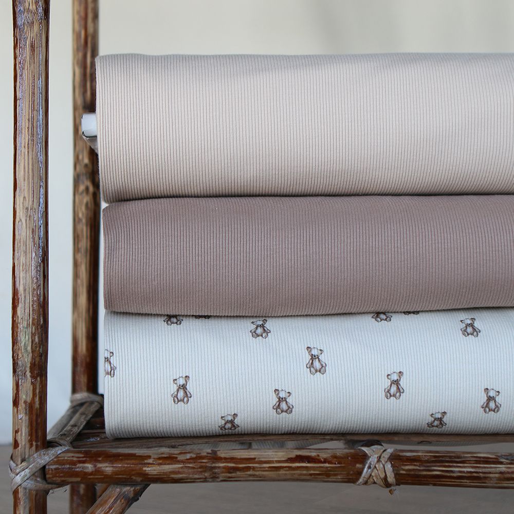 Jersey coton côtes fines coloris beige latte