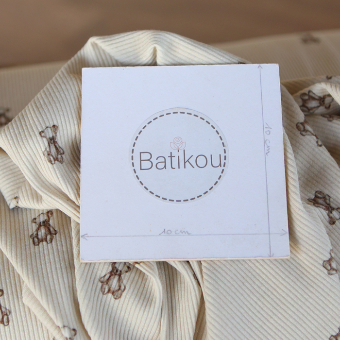 Jersey coton côtes fines à motif baleines oursons