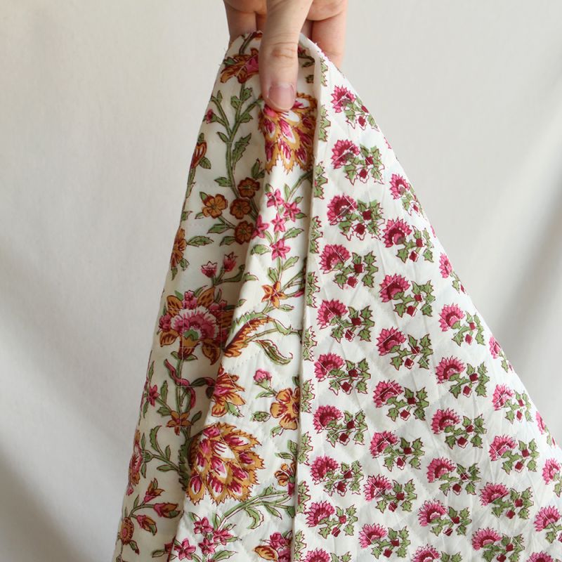 Jamila - Tissu indien matelassé double face coton hand block largeur 100cm