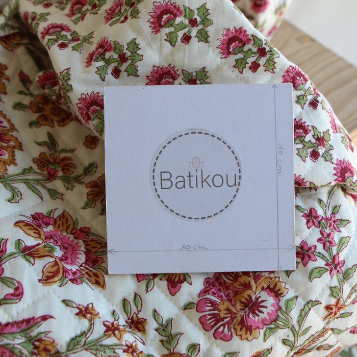 Jamila - Tissu indien matelassé double face coton hand block largeur 100cm