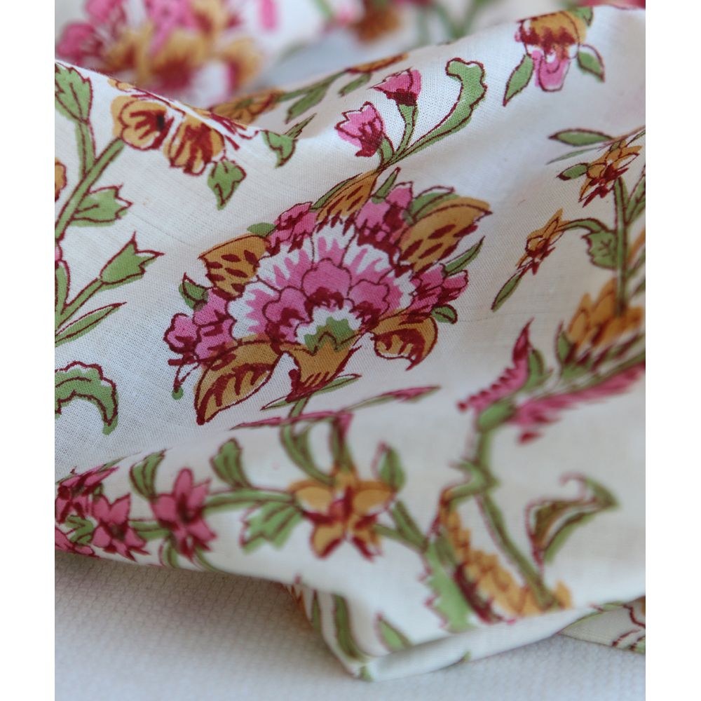 Jamila - Tissu indien en coton imprimé main Hand Block