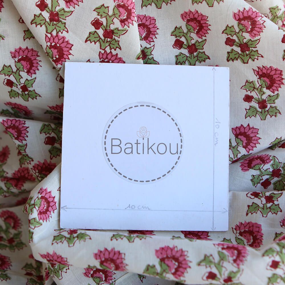 Jamila B - Tissu indien en coton imprimé main Hand Block