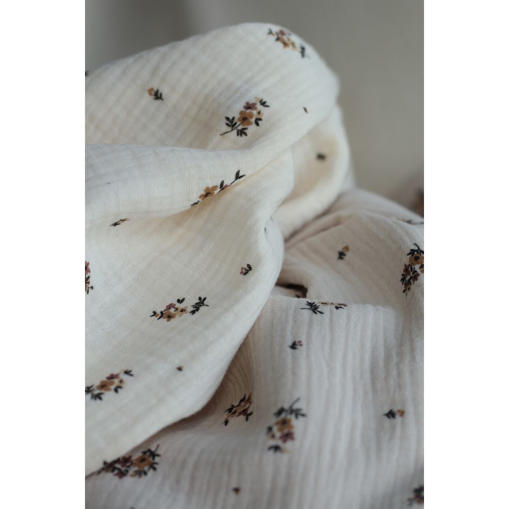 copy of Laure - Double gaze de coton BIO blanc lait motif exclusif myosotis