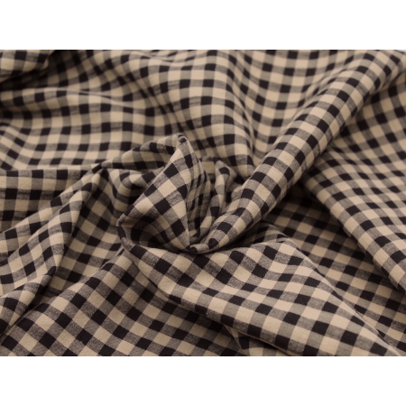 Seersucker / Coton gaufré vichy beige