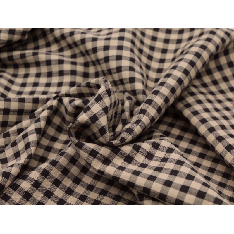 Seersucker / Coton gaufré vichy beige