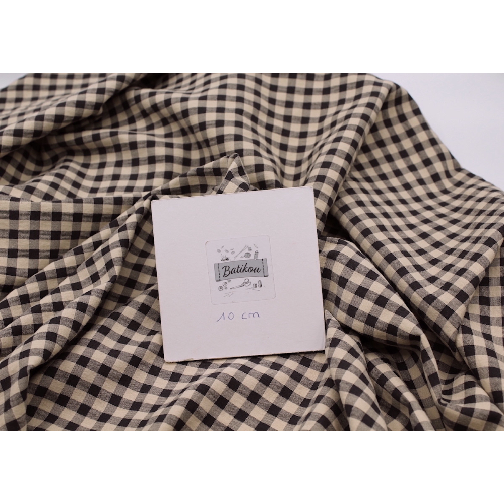 Seersucker / Coton gaufré vichy beige