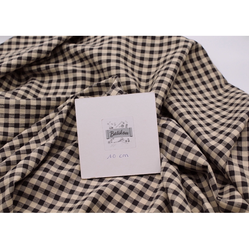 Seersucker / Coton gaufré vichy beige