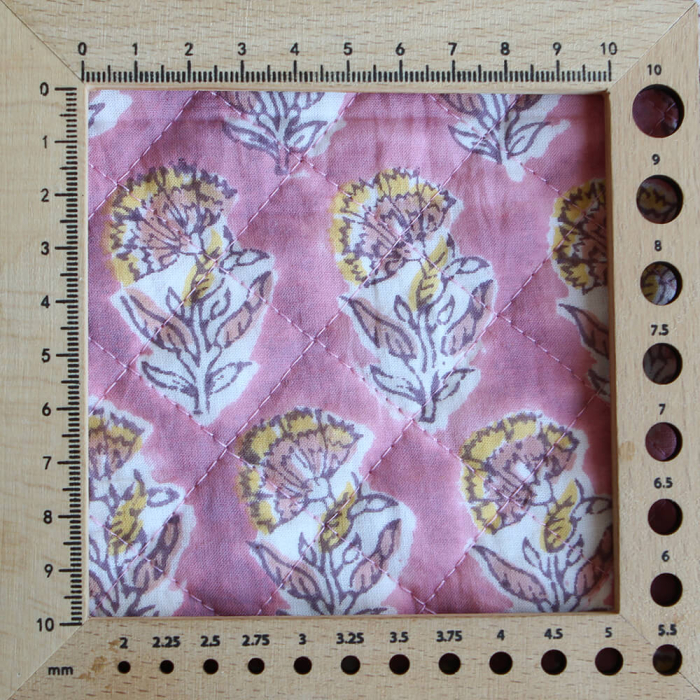 Ishara - Tissu indien matelassé double face coton hand block largeur 100cm