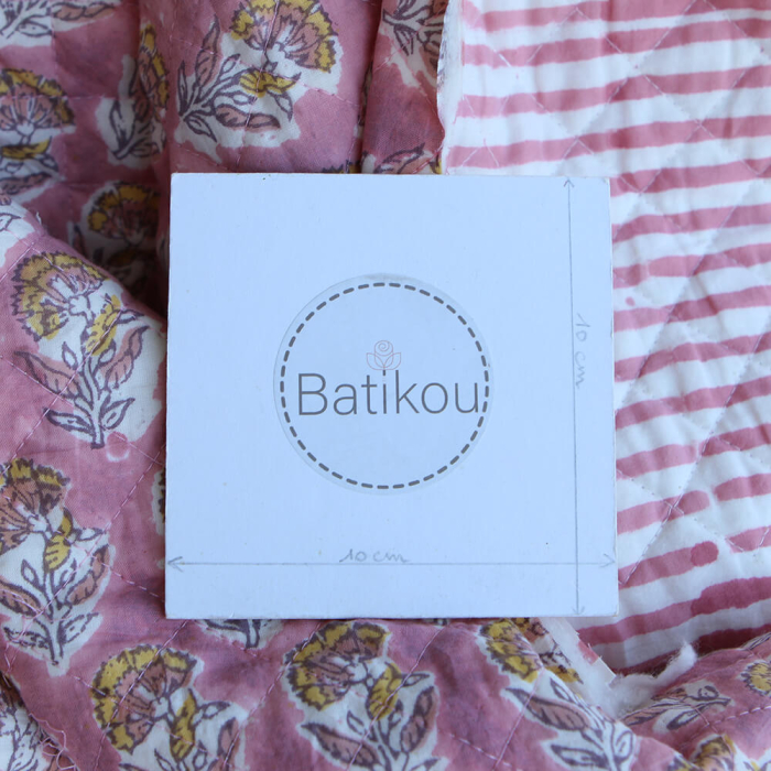 Ishara - Tissu indien matelassé double face coton hand block largeur 100cm