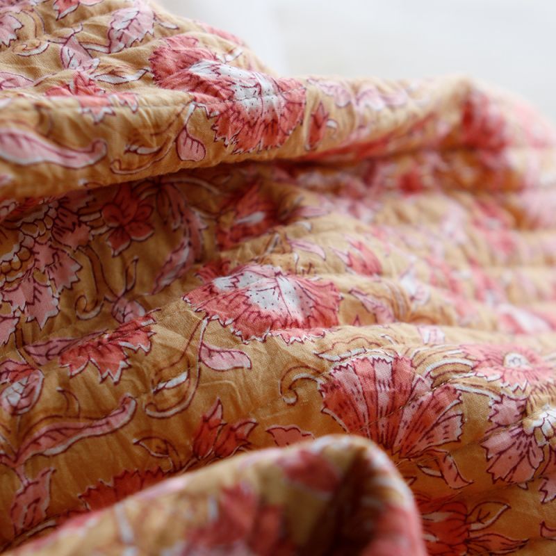 ISHA - Tissu indien matelassé double face coton hand block largeur 100cm