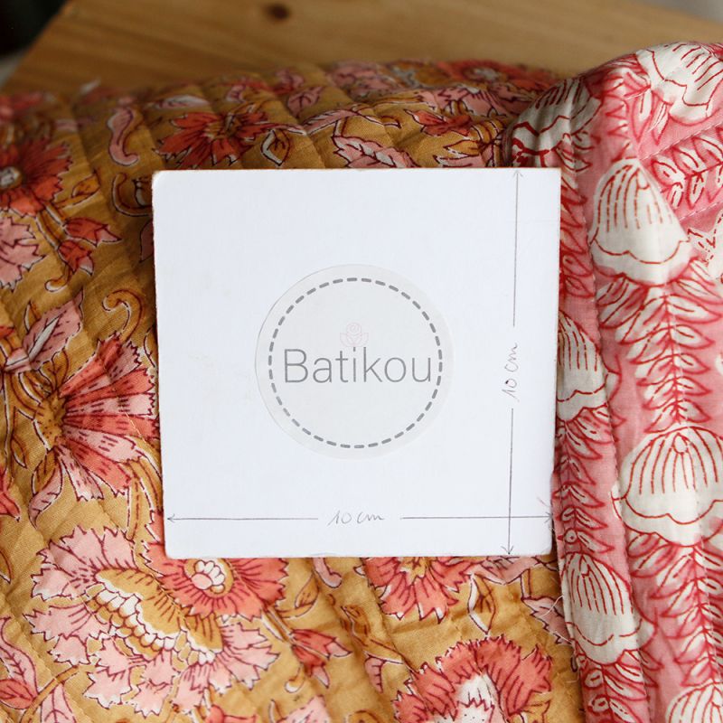 ISHA - Tissu indien matelassé double face coton hand block largeur 100cm