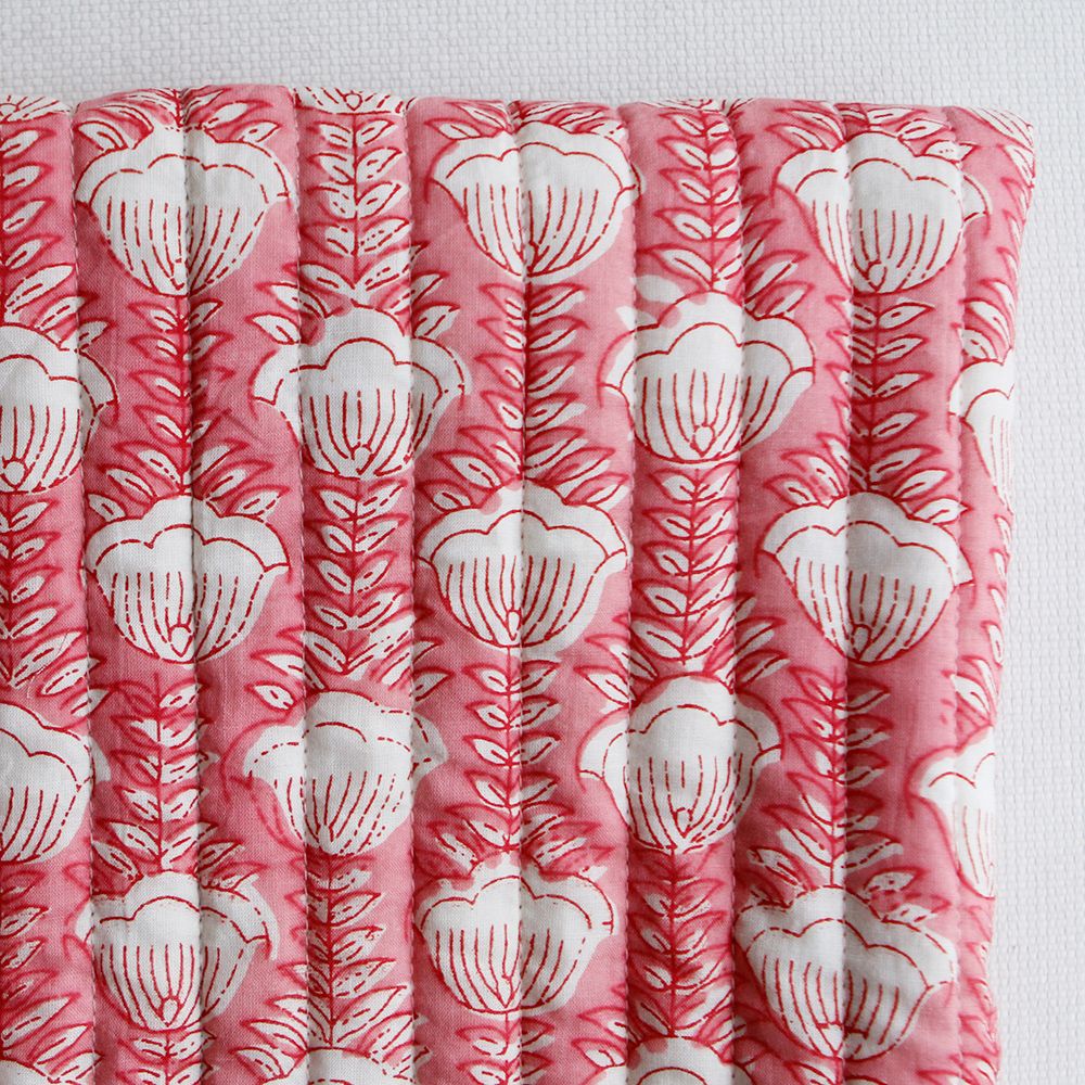 ISHA - Tissu indien matelassé double face coton hand block largeur 100cm