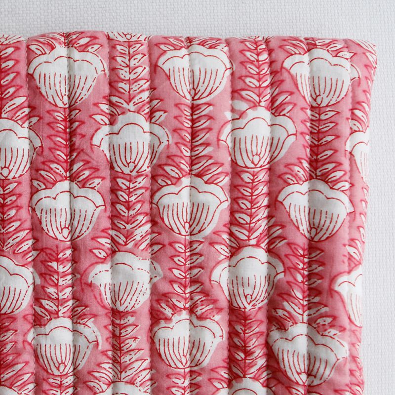 ISHA - Tissu indien matelassé double face coton hand block largeur 100cm