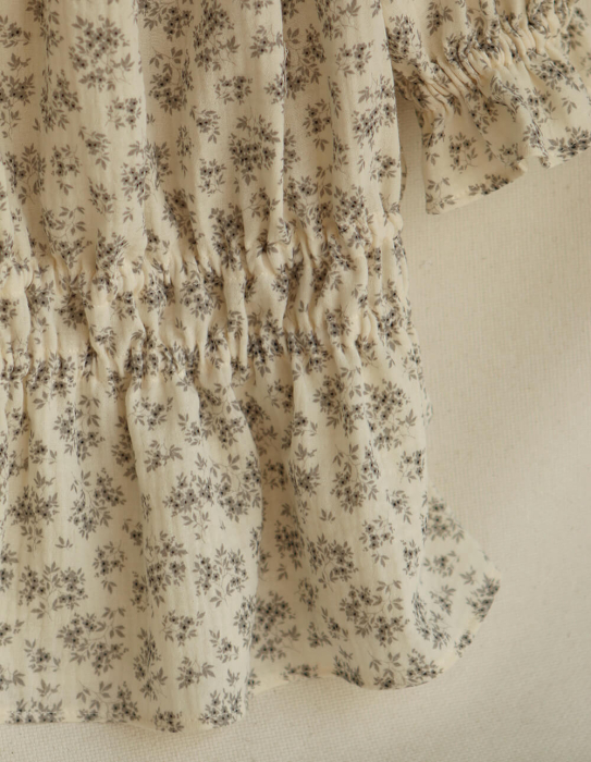 Soumeya - Double gaze coton BIO motif exclusif fond écru taupe