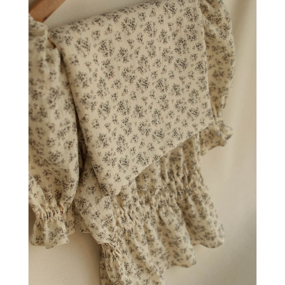 Soumeya - Double gaze coton BIO motif exclusif fond écru taupe