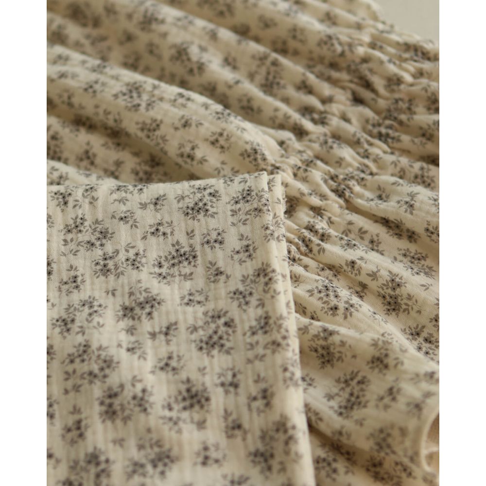 Soumeya - Double gaze coton BIO motif exclusif fond écru taupe