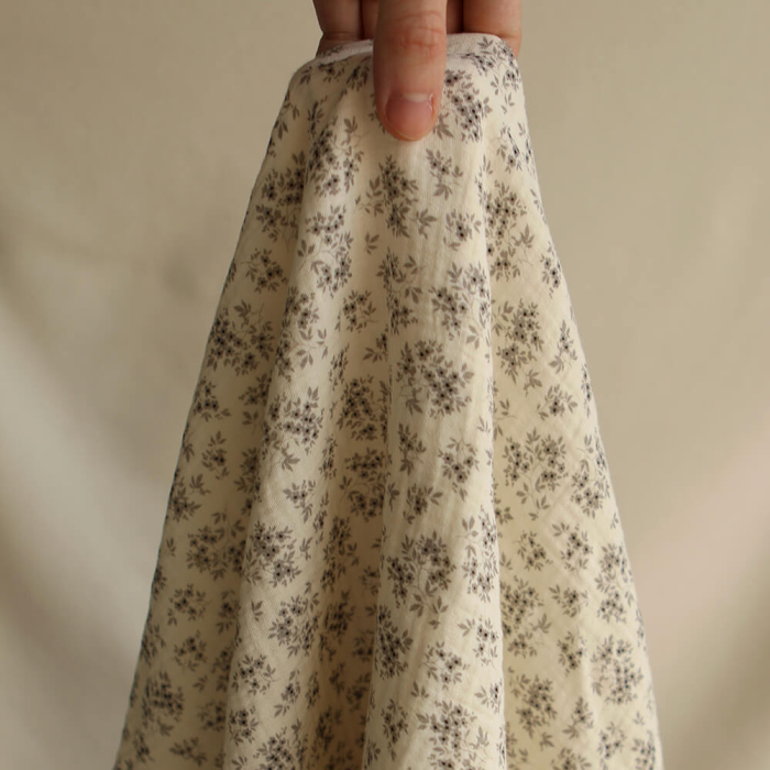 Soumeya - Double gaze coton BIO motif exclusif fond écru taupe