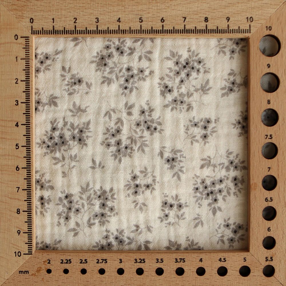 Soumeya - Double gaze coton BIO motif exclusif fond écru taupe