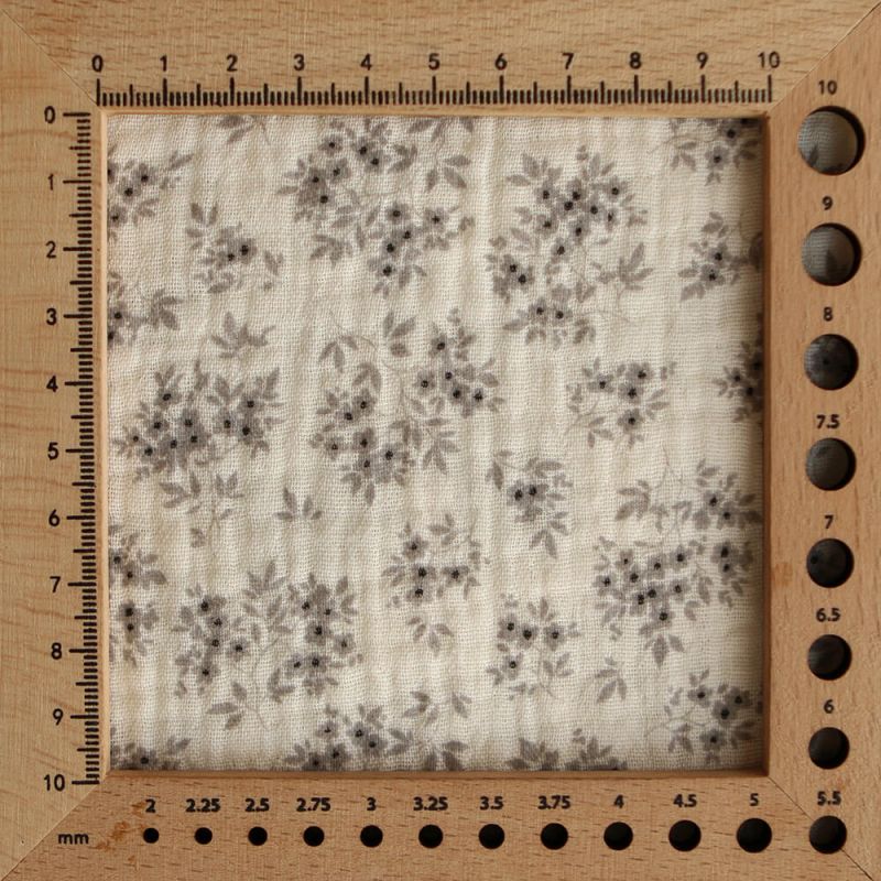 Soumeya - Double gaze coton BIO motif exclusif fond écru taupe