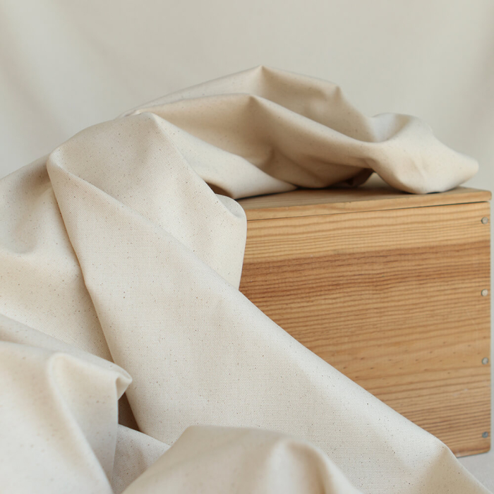Toile de coton waterproof canvas aspect naturel écru chiné