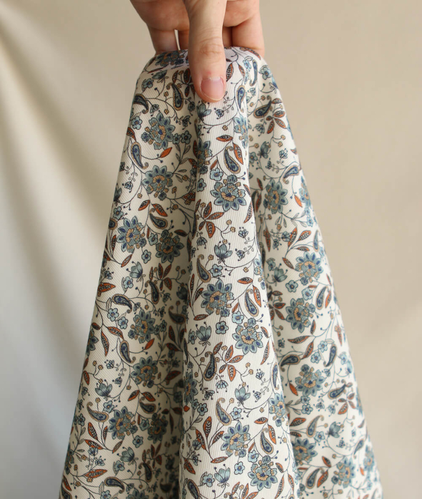 Théa - Piqué de coton organique gratté imprimé fleuri