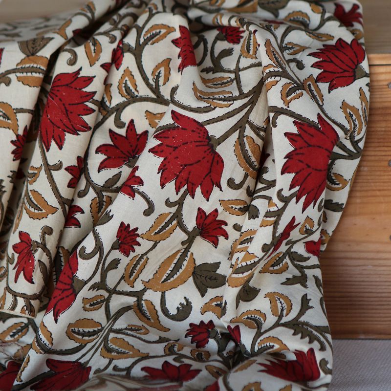 Shaivan - Tissu indien en coton imprimé main Hand Block