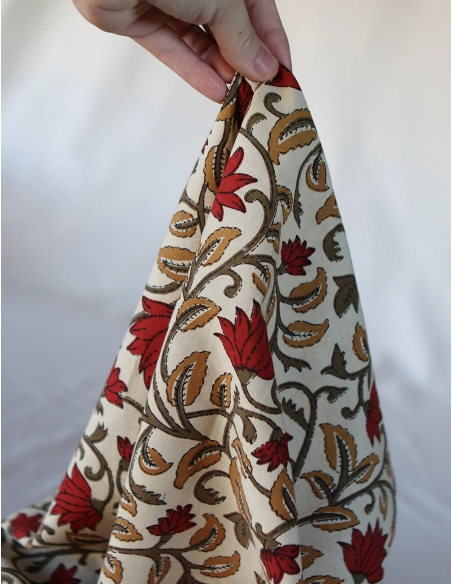 Shaivan - Tissu indien en coton imprimé main Hand Block